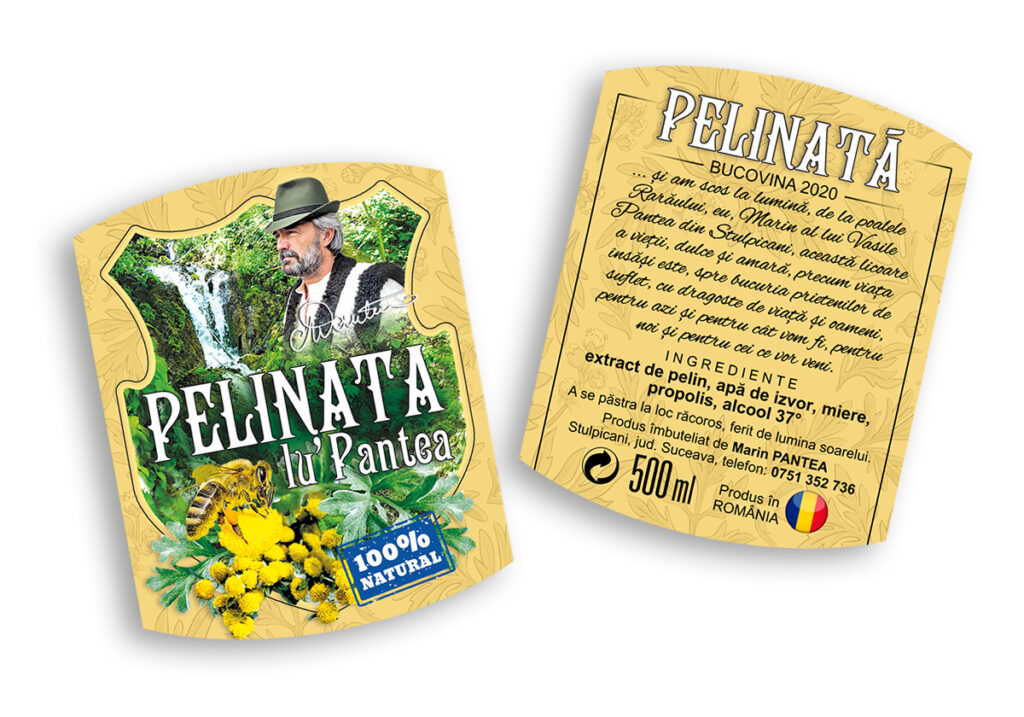 proiecte projects eticheta pelinata Pantea Bucovina Wormwood drink label
